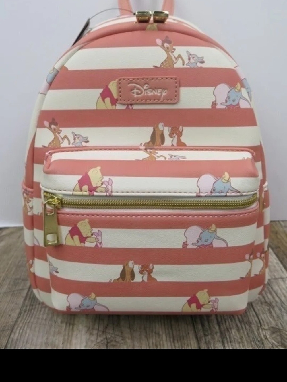 Disney Pink & White Striped Character Mini Backpack